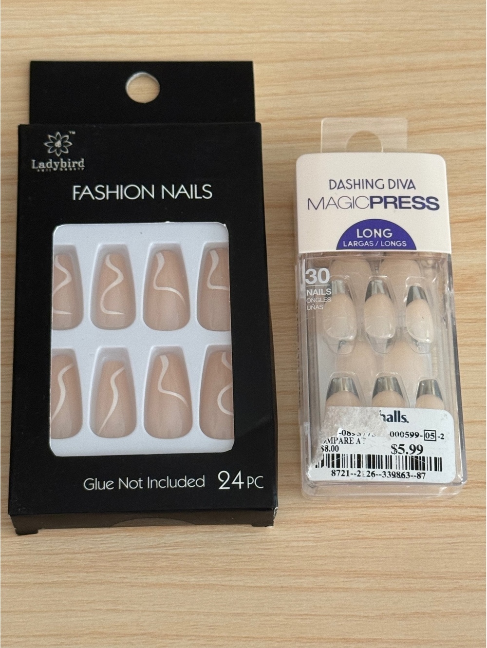 Press-On Nails Bundle 2 Dashing Diva Ladybird New Nude Neutral Nail Sets